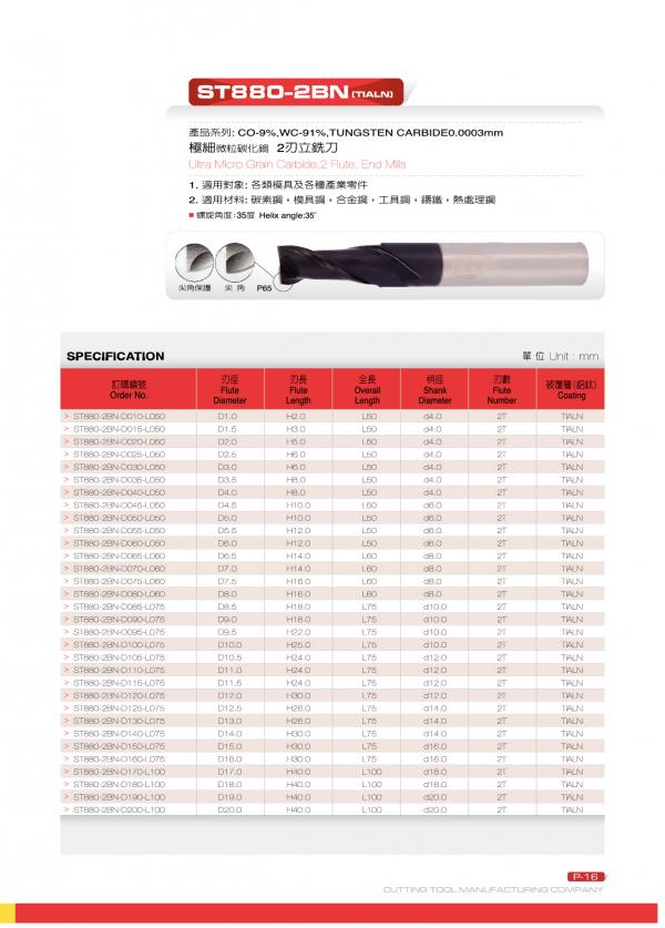 钨钢铣刀系列-ST880 - 1